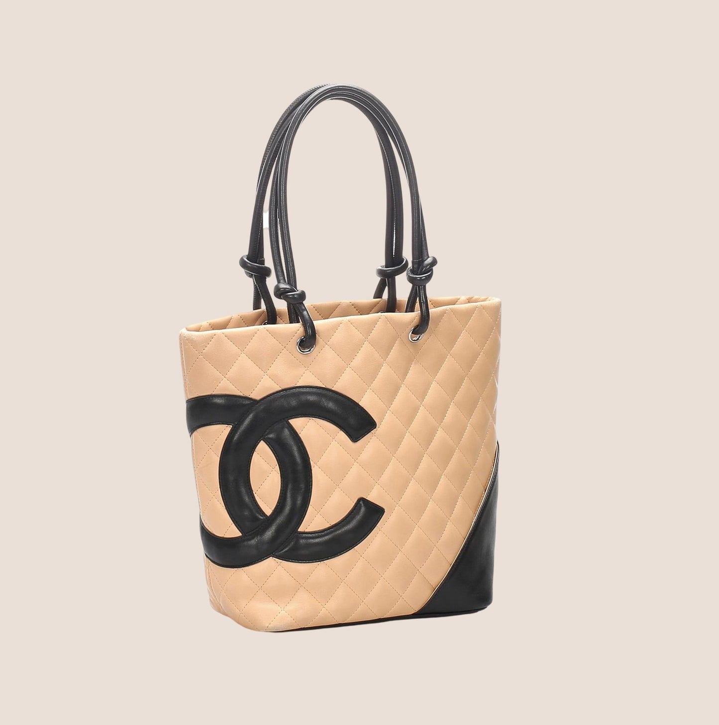 CHANEL 2004 BEIGE CC LOGO CAMBON MINI TOTE BAG