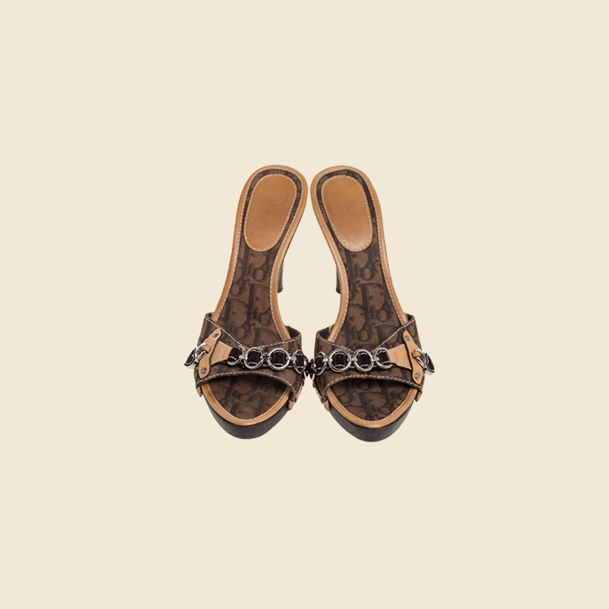 CHRISTIAN DIOR BROWN & BEIGE ROMANTIQUE HEELS