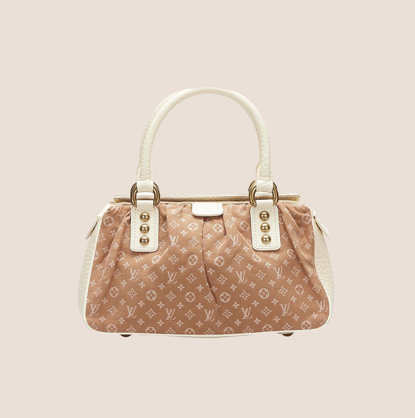 LOUIS VUITTON BEIGE MONOGRAM MINI LIN TRAPEZE PM BAG