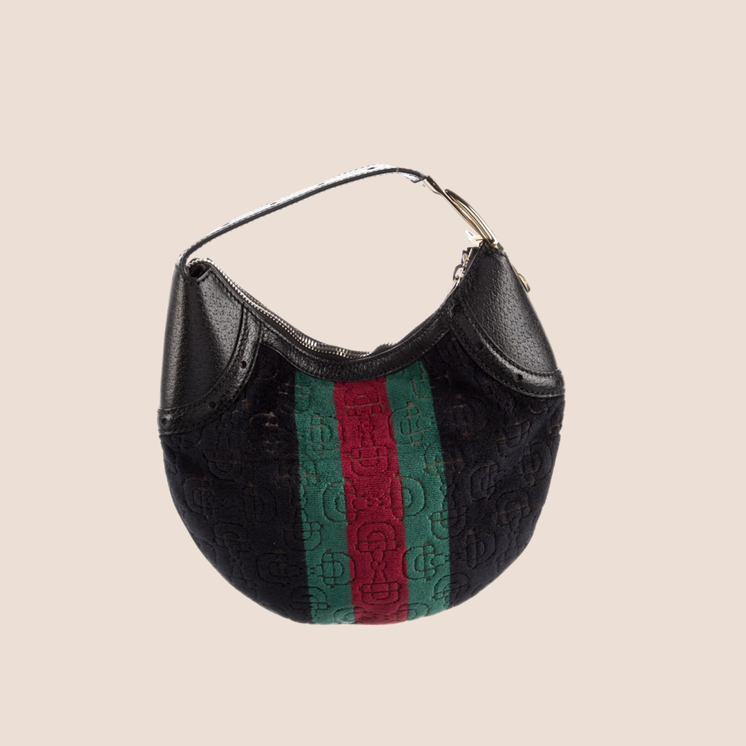 GUCCI MINI VELVET HORSEBIT GLAM HOBO BAG