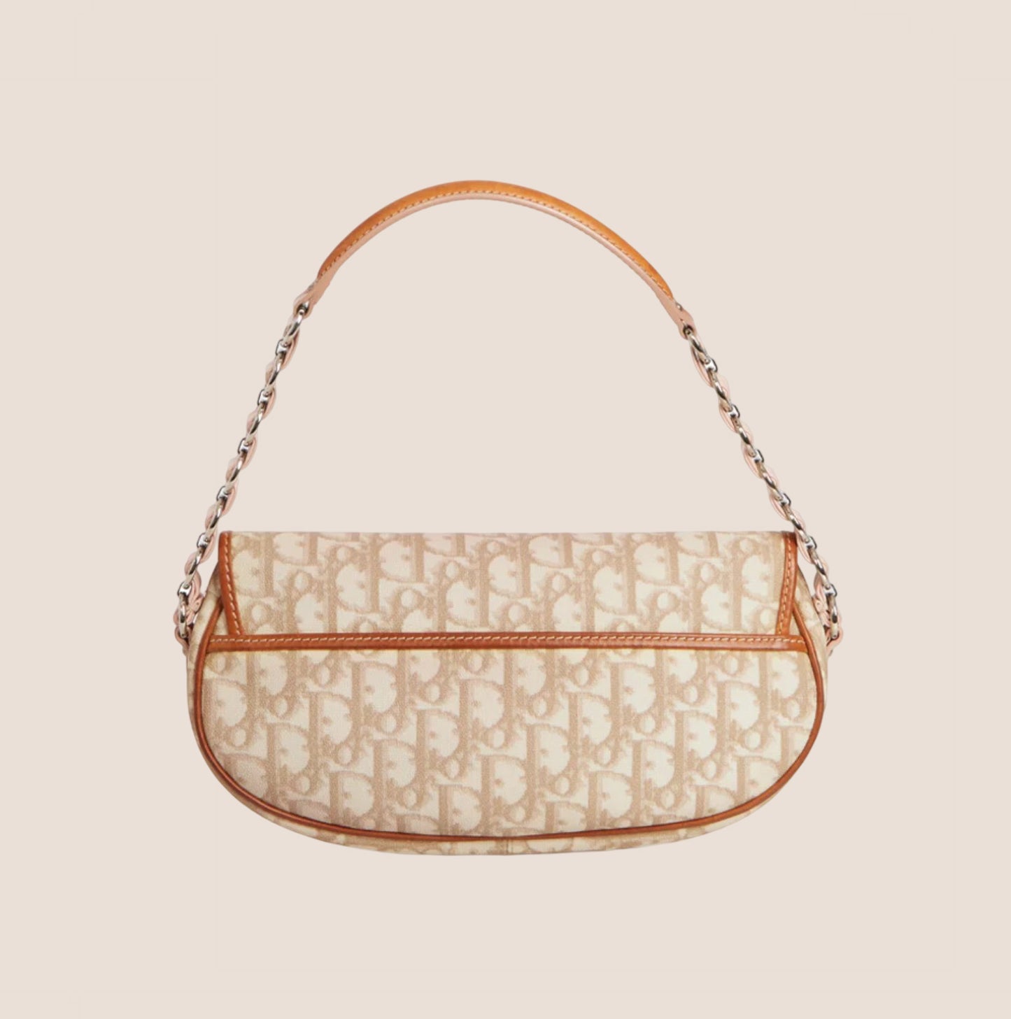 CHRISTIAN DIOR 2007 PINK & BEIGE ROMANTIQUE BAGUETTE BAG