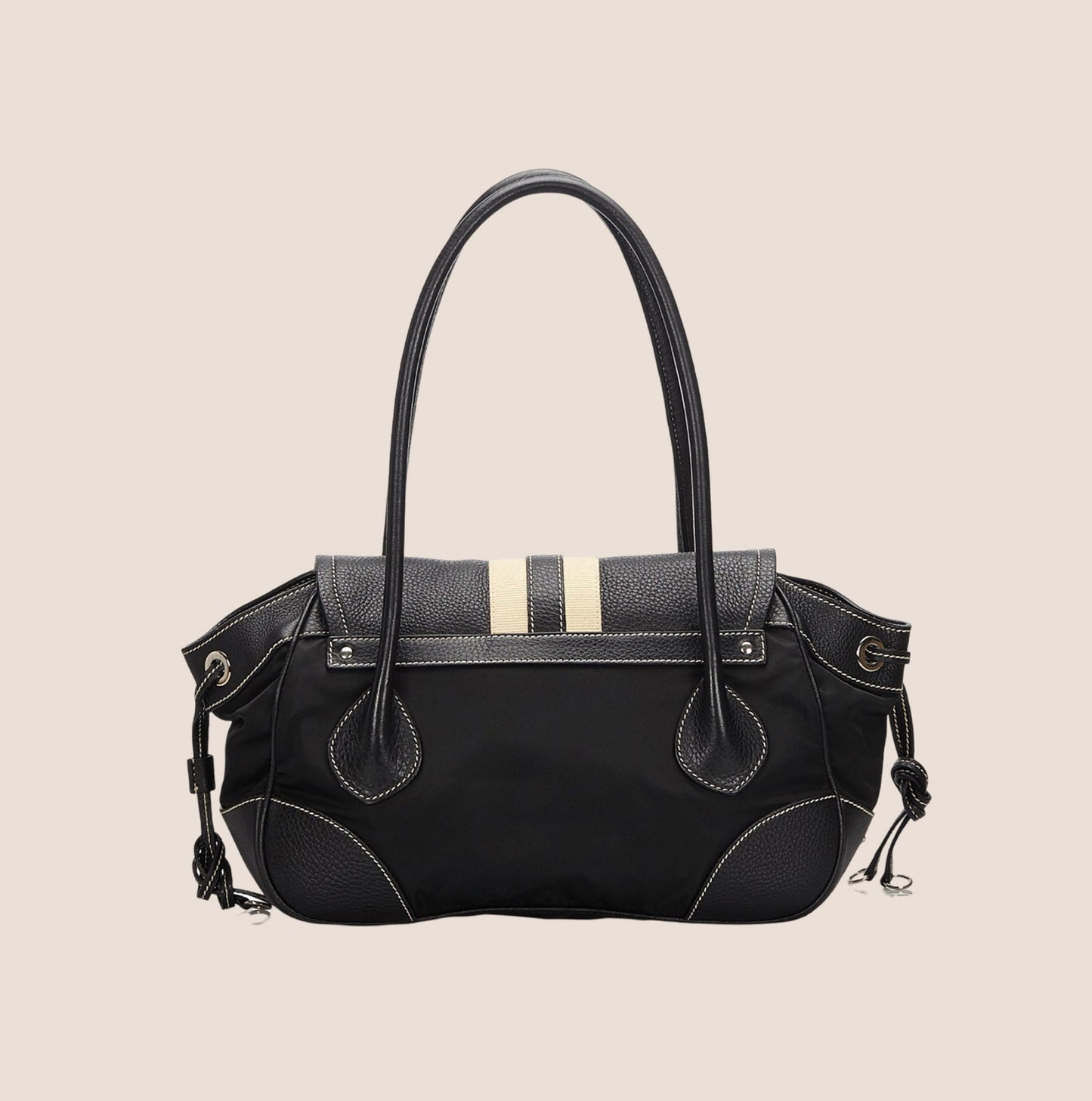 PRADA 2000 VITELLO LEATHER & NYLON STRIPE BAG