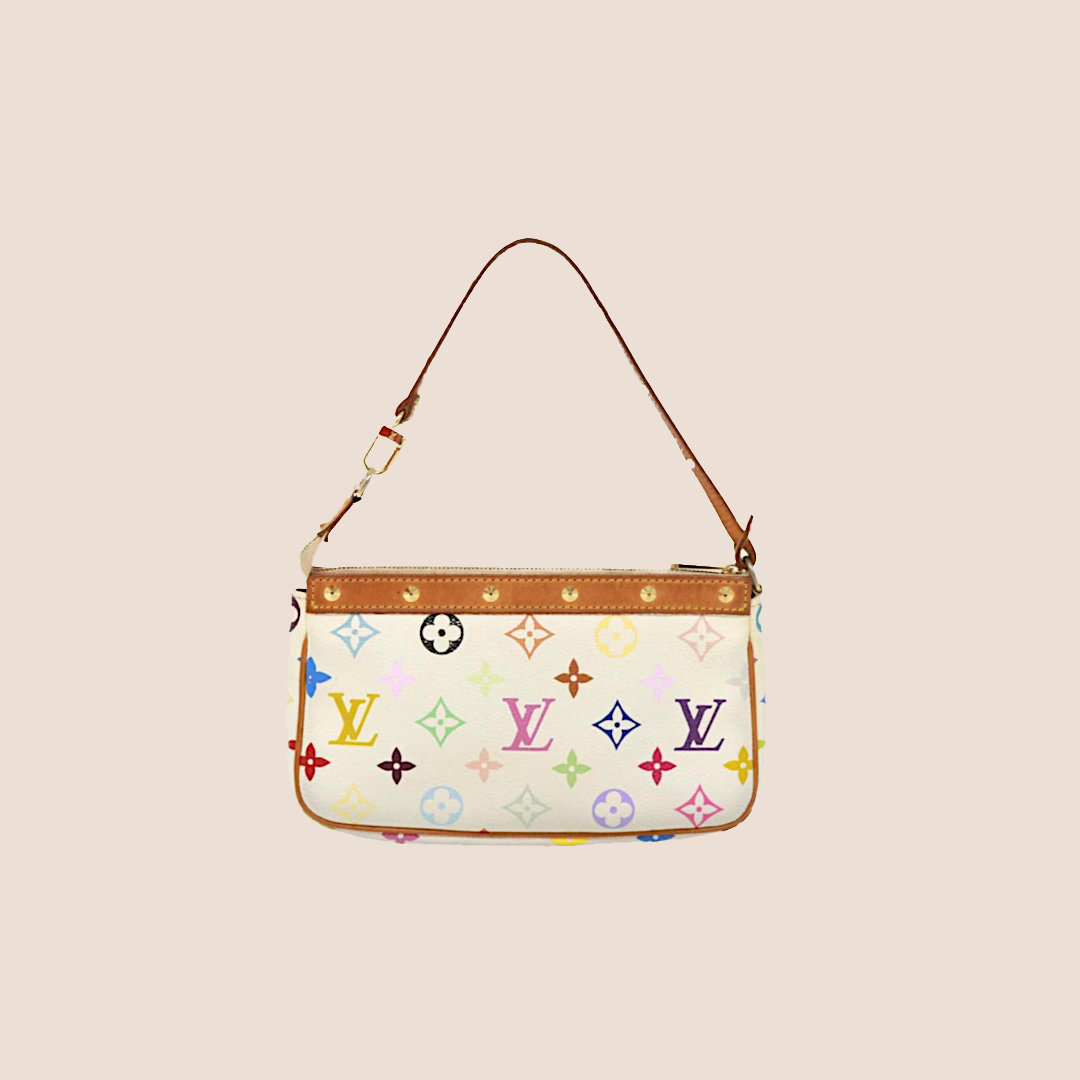LOUIS VUITTON x TAKASHI MURAKAMI WHITE MULTICOLOUR MONOGRAM POCHETTE ACCESSOIRES