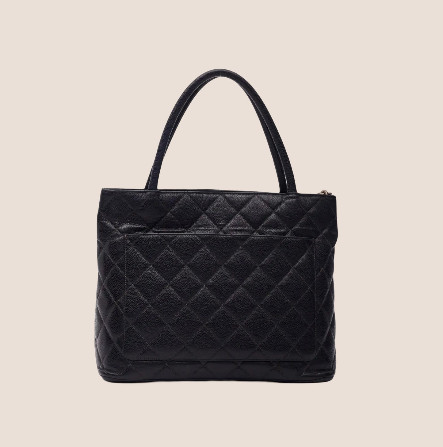 CHANEL CC BLACK CAVIAR MEDALLION TOTE BAG