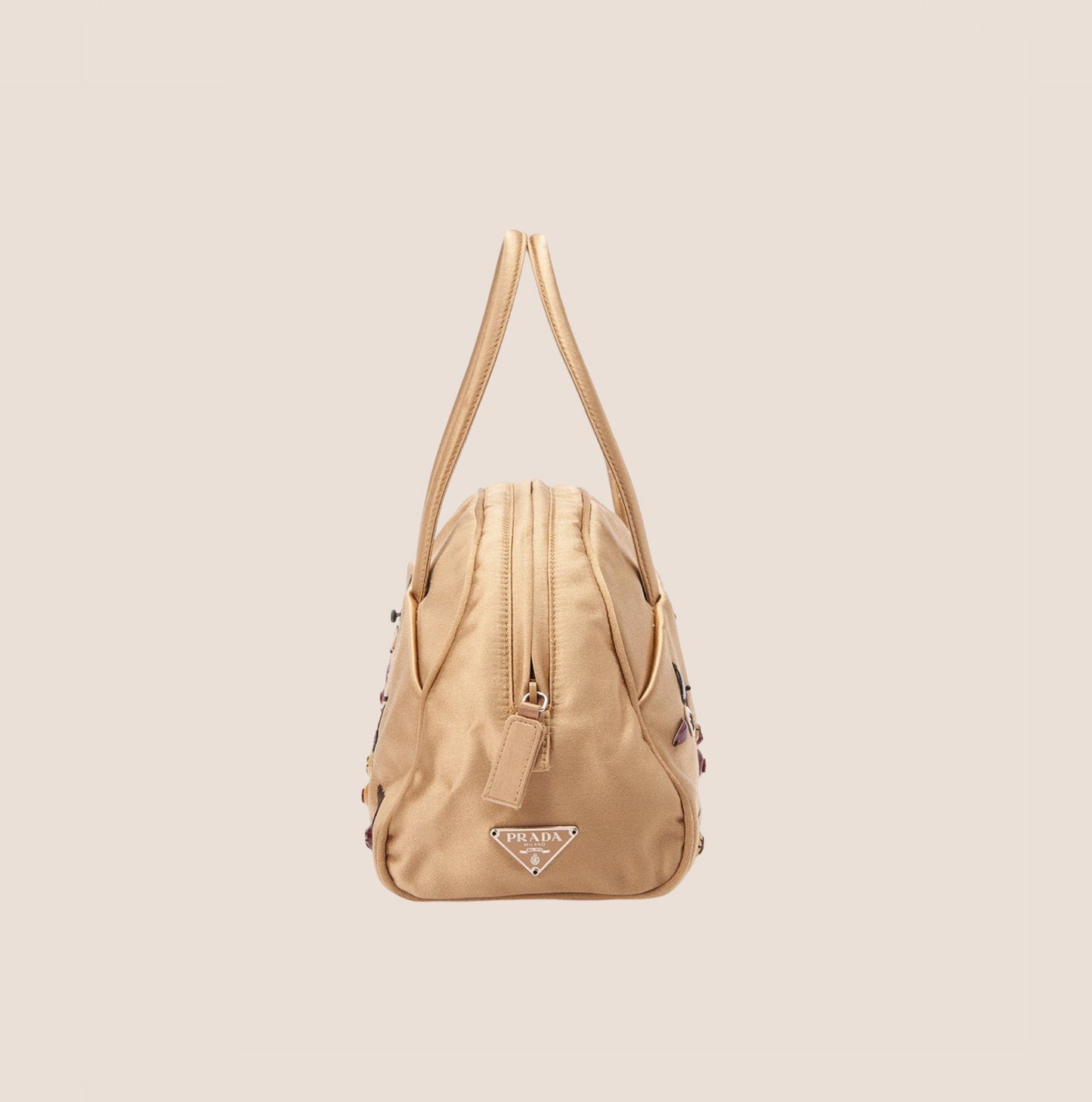 PRADA 2000s FLORAL BEADED PINK SATIN MINI HANDBAG