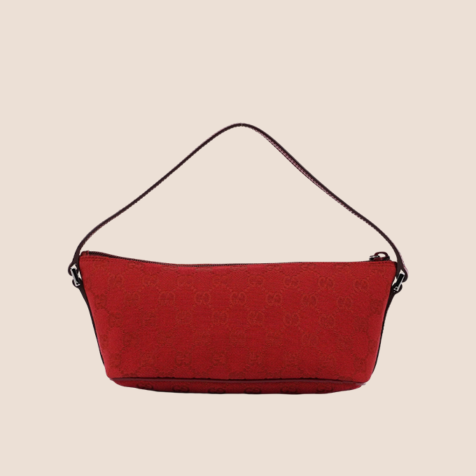GUCCI RED MONOGRAM BOAT POCHETTE