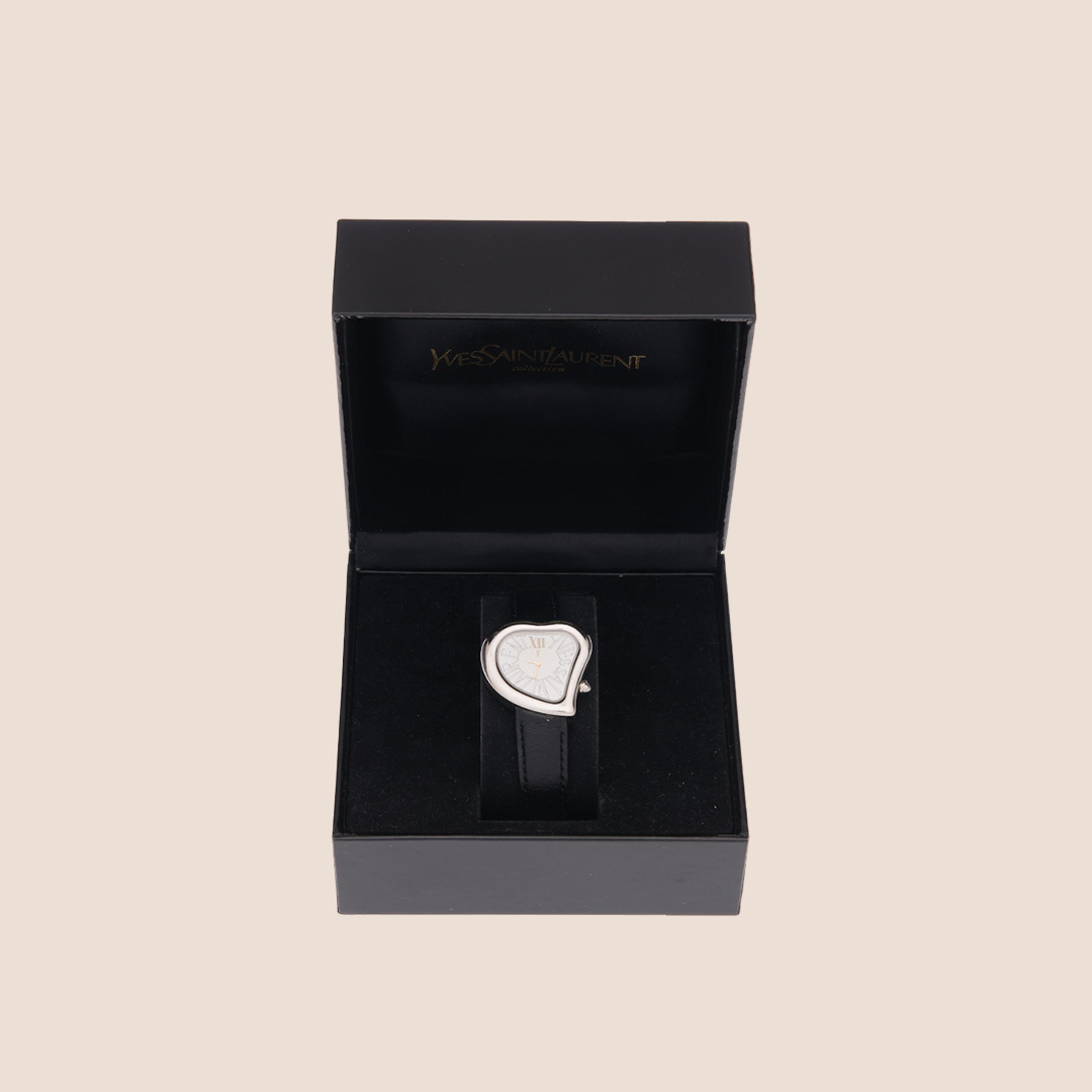 YVES SAINT LAURENT 1990s SILVER "LOVE" HEART WATCH
