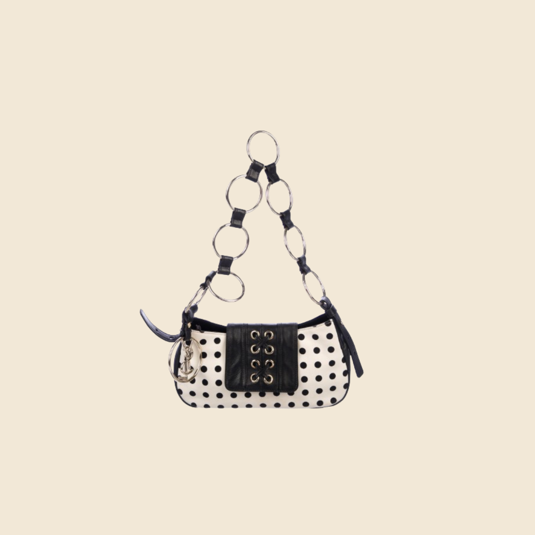 YVES SAINT LAURENT POLKA DOT CORSET RING SHOULDER BAG RDB