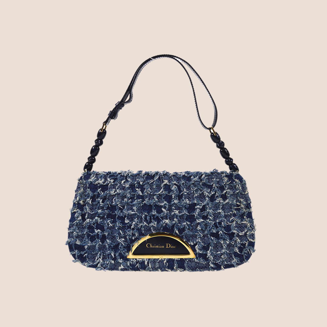 CHRISTIAN DIOR BLUE TEXTURED DENIM MALICE BAG – RDB CHRISTIAN DIOR BLUE TEXTURED DENIM MALICE BAG – RDB