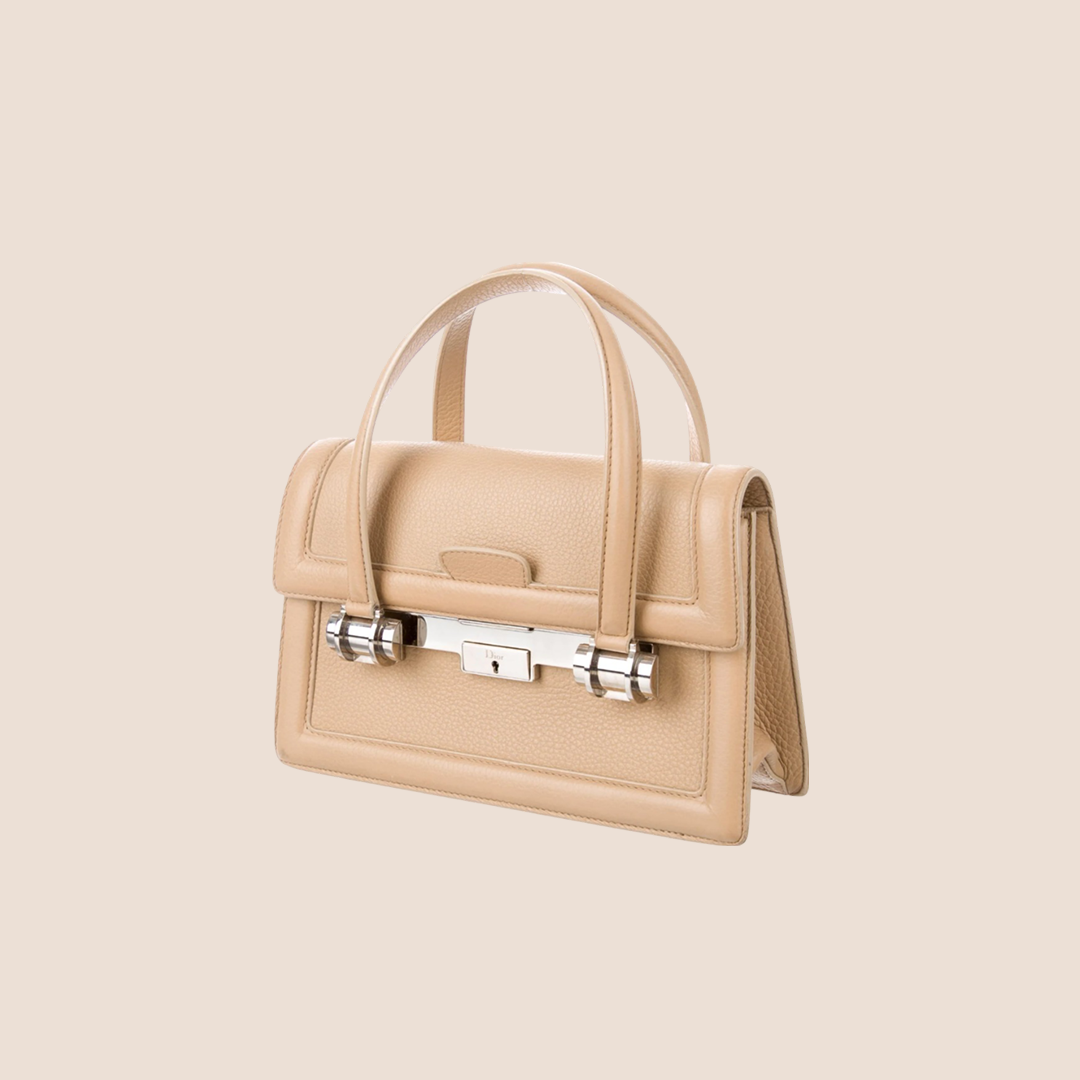 CHRISTIAN DIOR TAN LEATHER MITZAH BAG