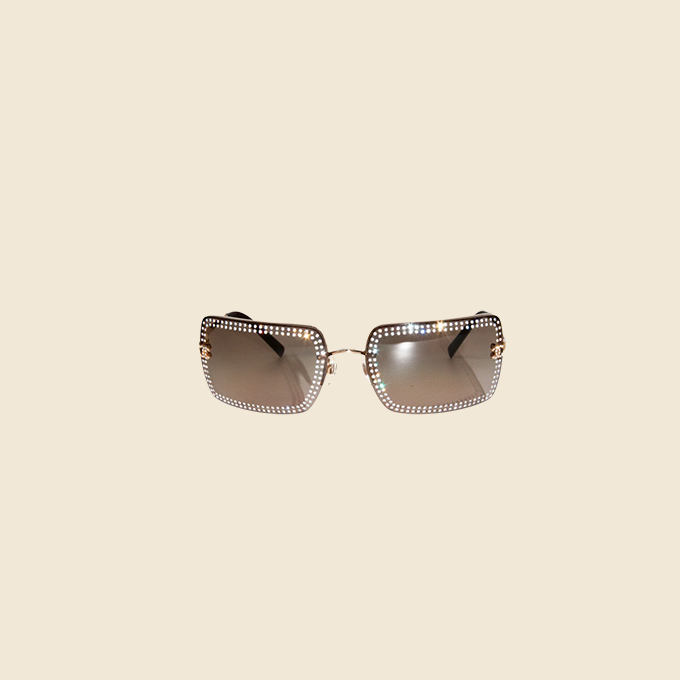 CHANEL 00s GOLD CRYSTAL RIMLESS SUNGLASSES