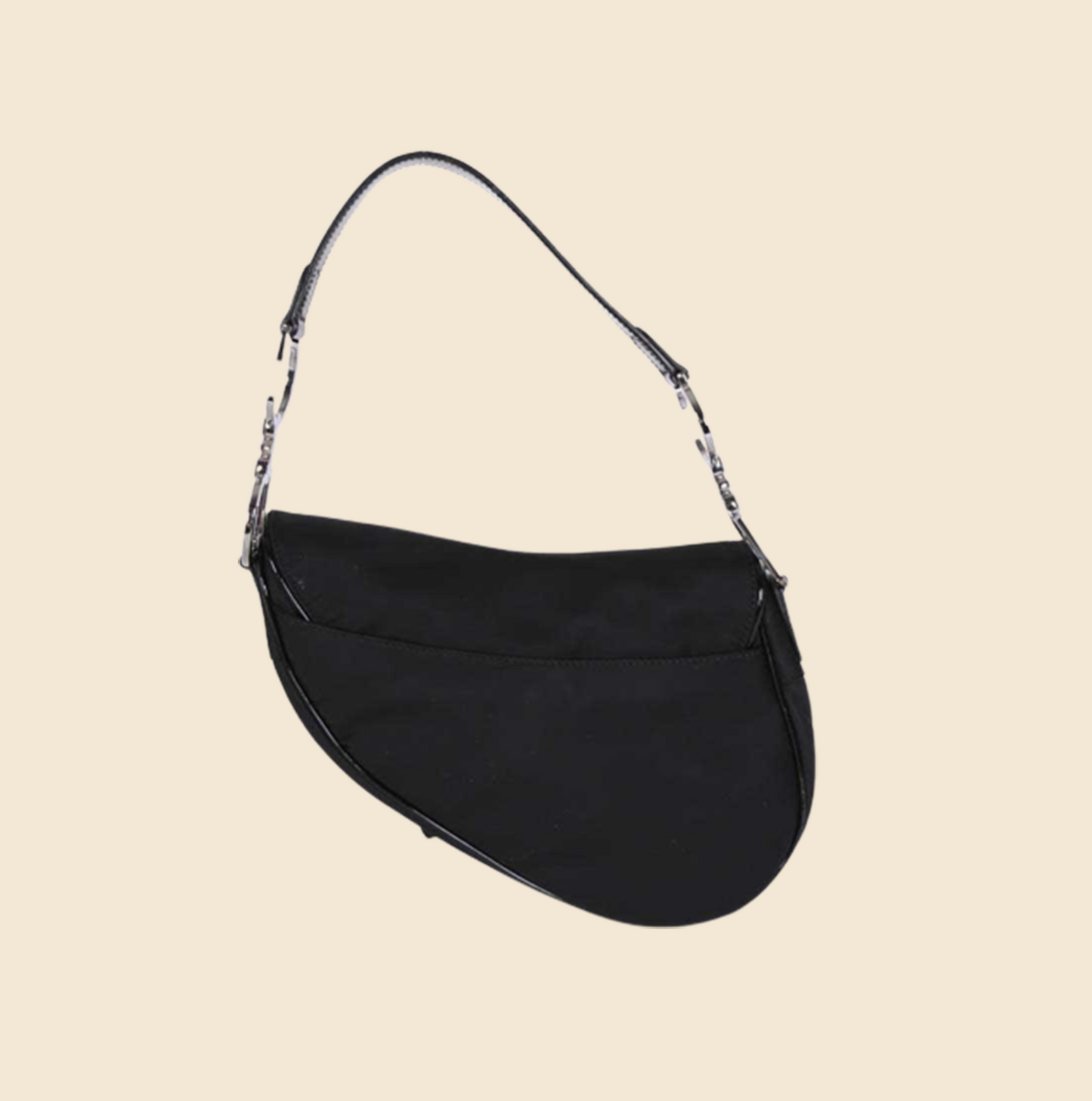 CHRISTIAN DIOR BLACK NYLON SADDLE BAG