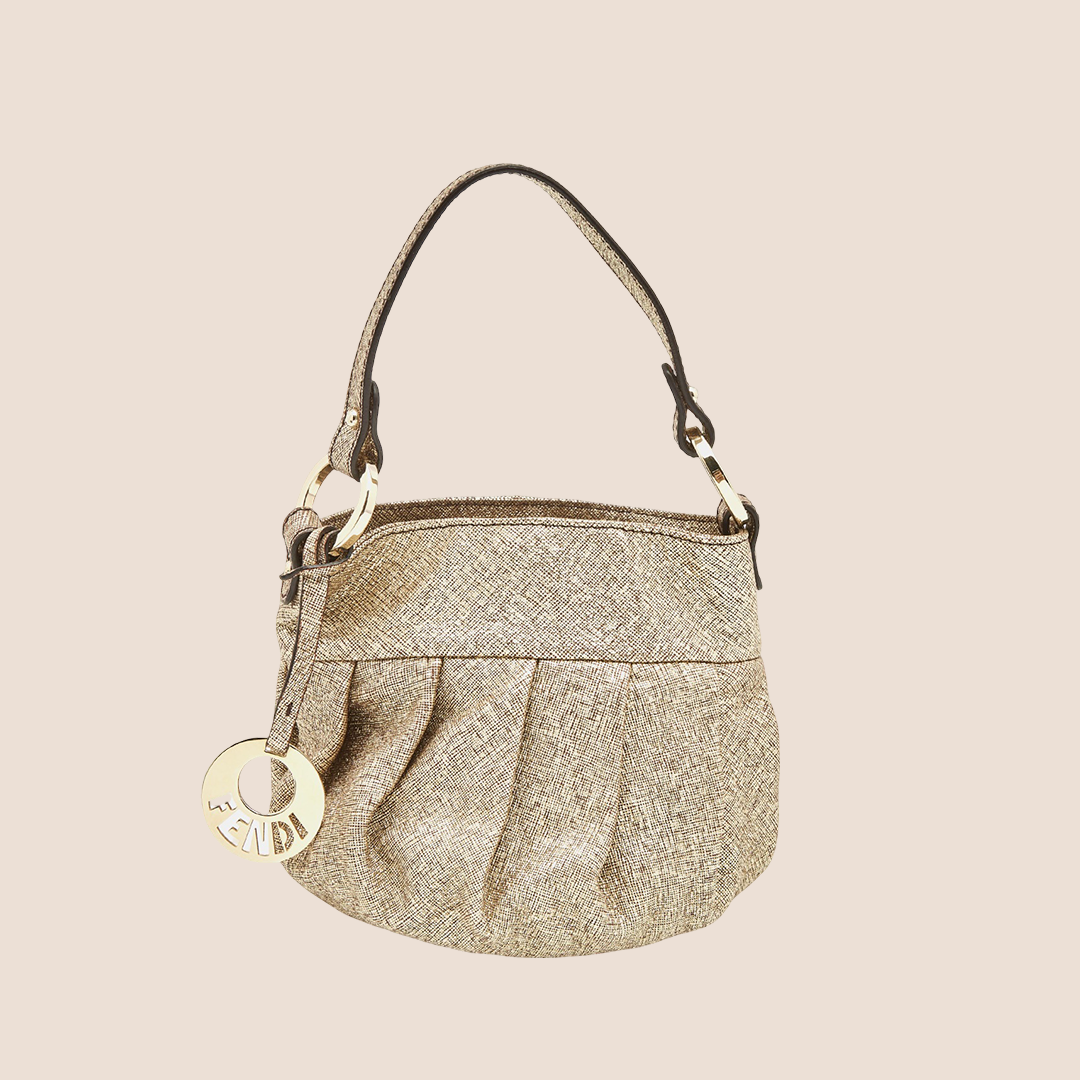 FENDI 2000 SPECKLED GOLD MINI CHEF HOBO BAG