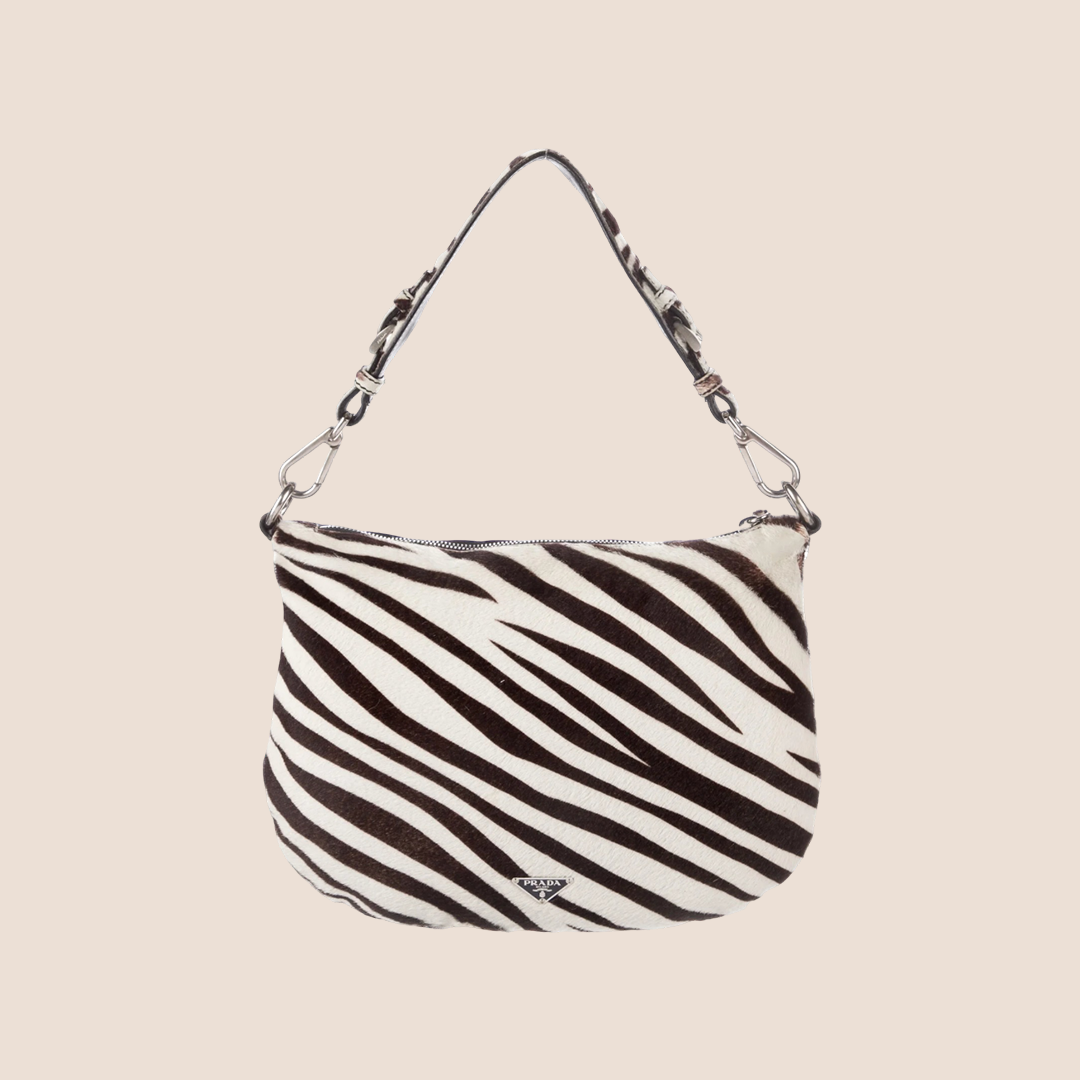 PRADA 2000 ZEBRA PRINT CAVALLINO HOBO BAG – RDB