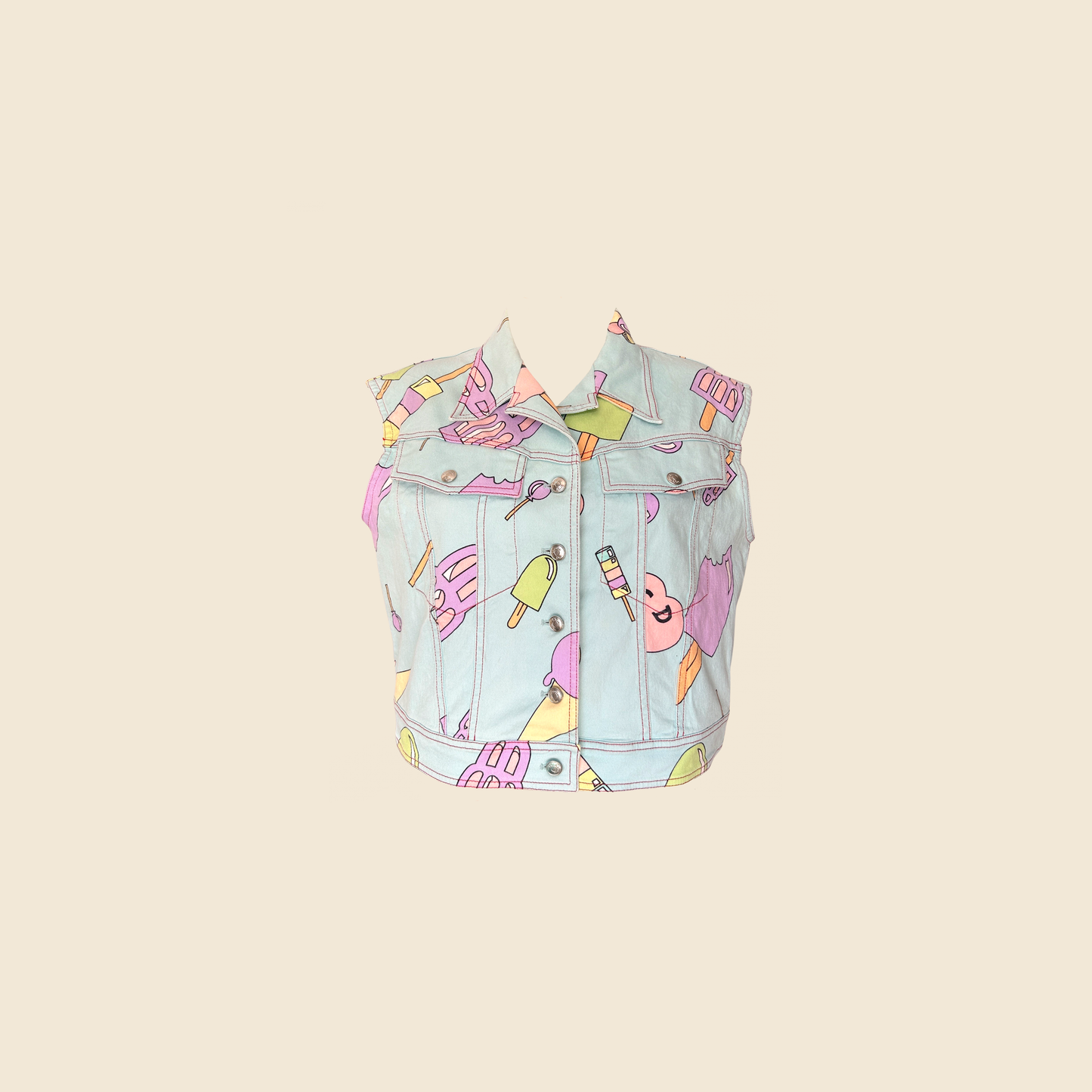CHRISTIAN DIOR 2000s ICE CREAM PRINT JEANS VEST