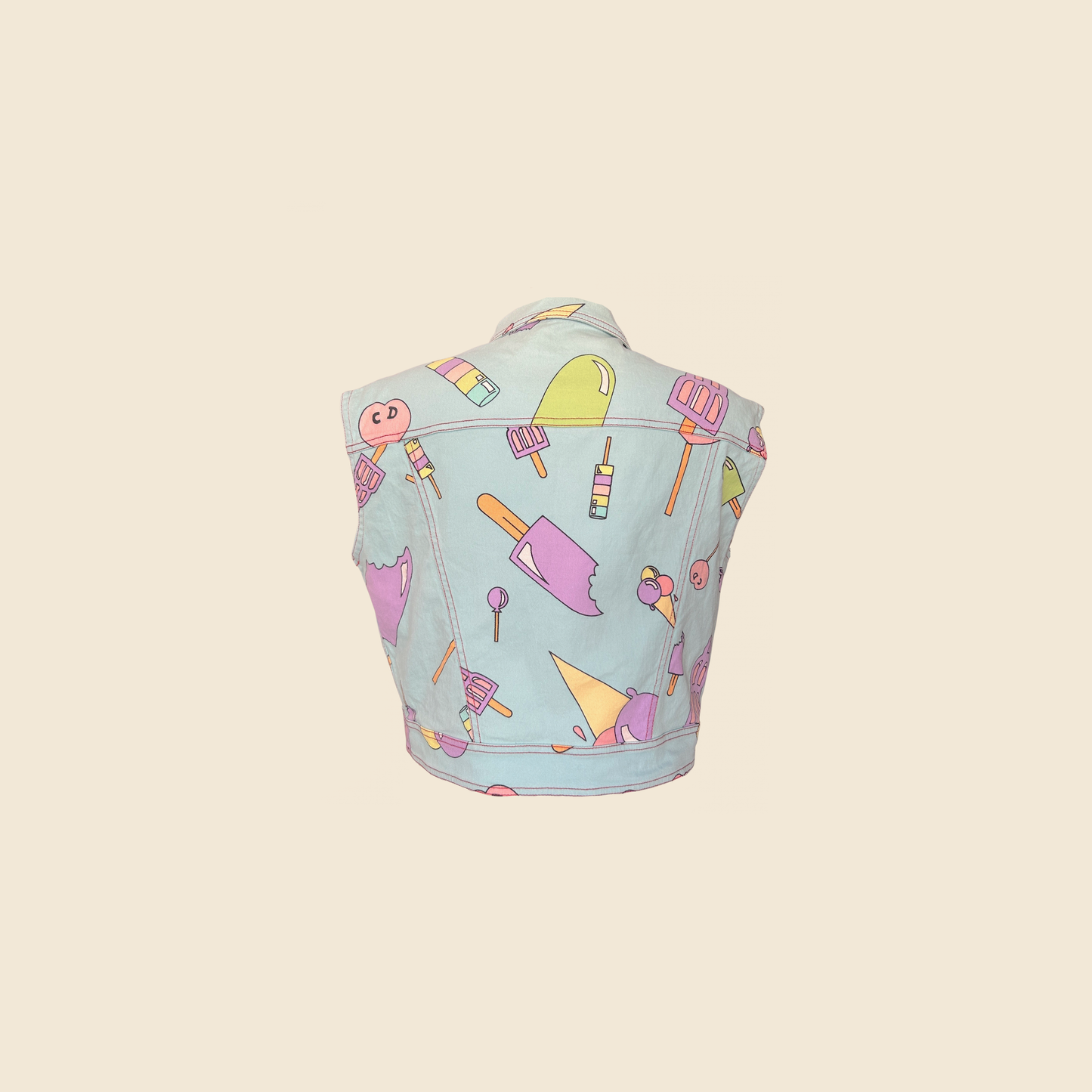 CHRISTIAN DIOR 2000s ICE CREAM PRINT JEANS VEST
