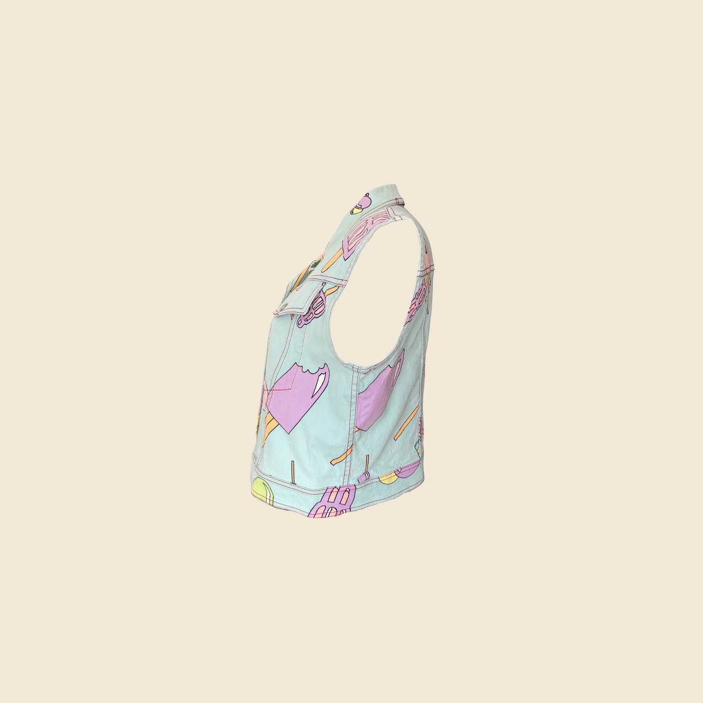 CHRISTIAN DIOR 2000s ICE CREAM PRINT JEANS VEST