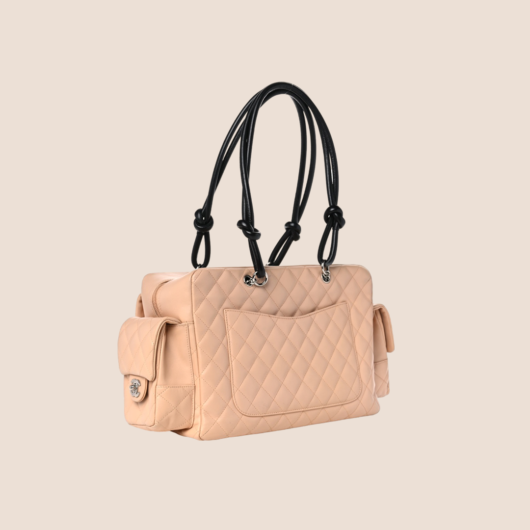 CHANEL BEIGE QUILTED CAMBON MULTIPOCKET REPORTER BAG