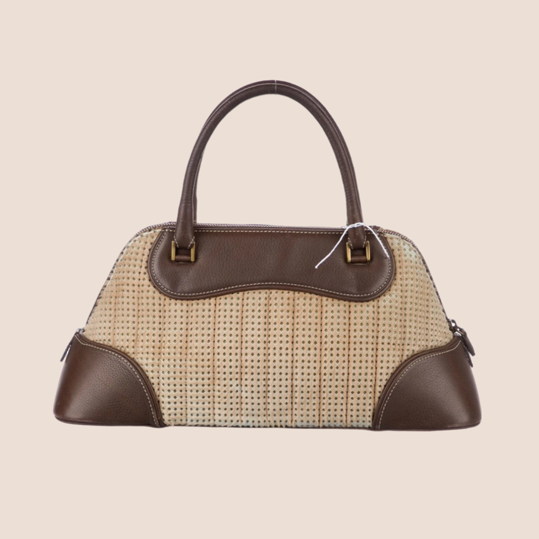 CHRISTIAN DIOR 2001 MONTAIGNE BROWN CADILLAC TOP HANDLE BAG