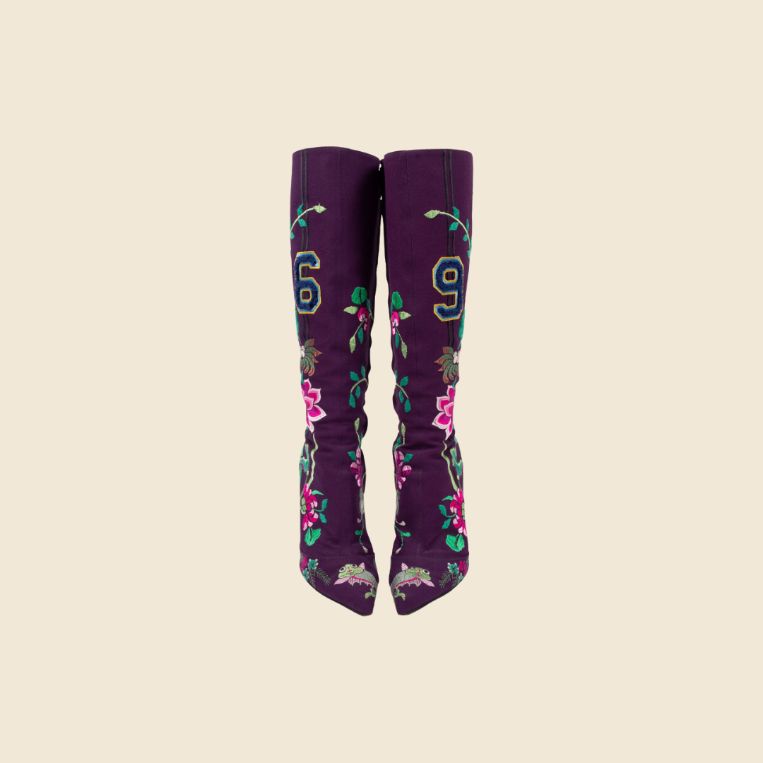 CHRISTIAN DIOR FALL 2003 EMBROIDERED FLOWERS 69 BOOTS