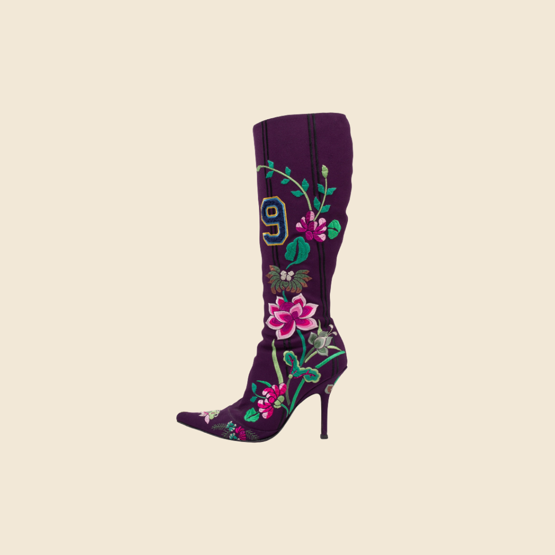 CHRISTIAN DIOR FALL 2003 EMBROIDERED FLOWERS 69 BOOTS