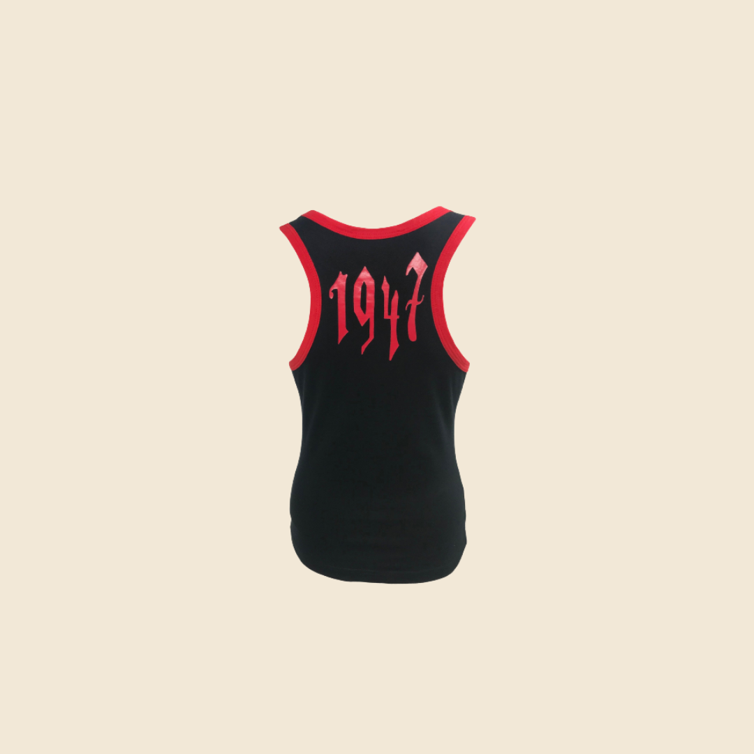 CHRISTIAN DIOR BLACK & RED GOTHIC LOGO TOP