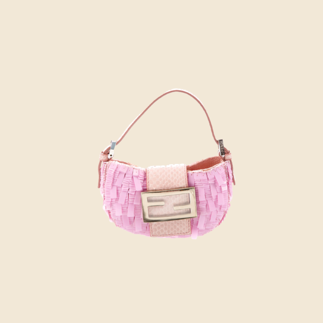 FENDI PINK SEQUIN MINI CROISSANT BAG