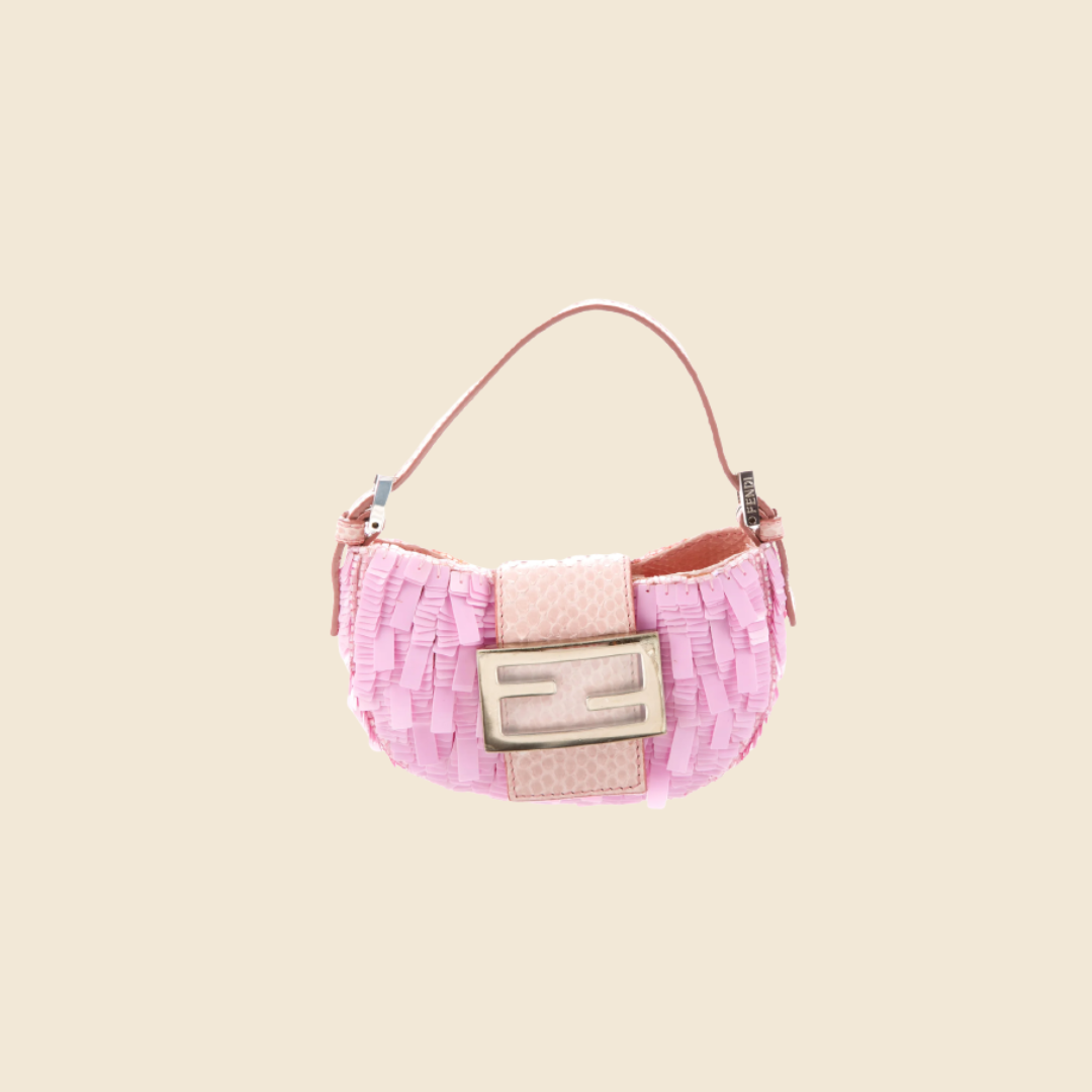 FENDI PINK SEQUIN MINI CROISSANT BAG RDB