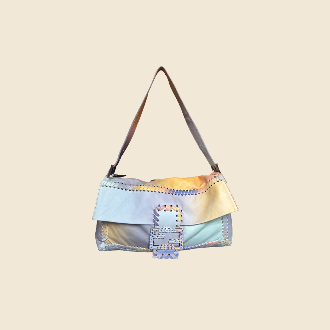 FENDI 2000s PASTEL MULTICOLOR WHIPSTITCH JUMBO BAGUETTE