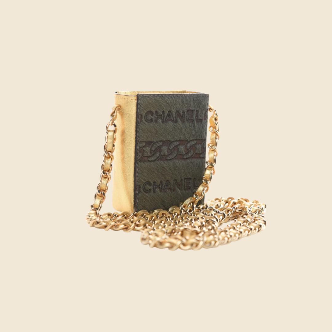 CHANEL 2001 CHAIN LINK GREEN & GOLD CROSSBODY PURSE