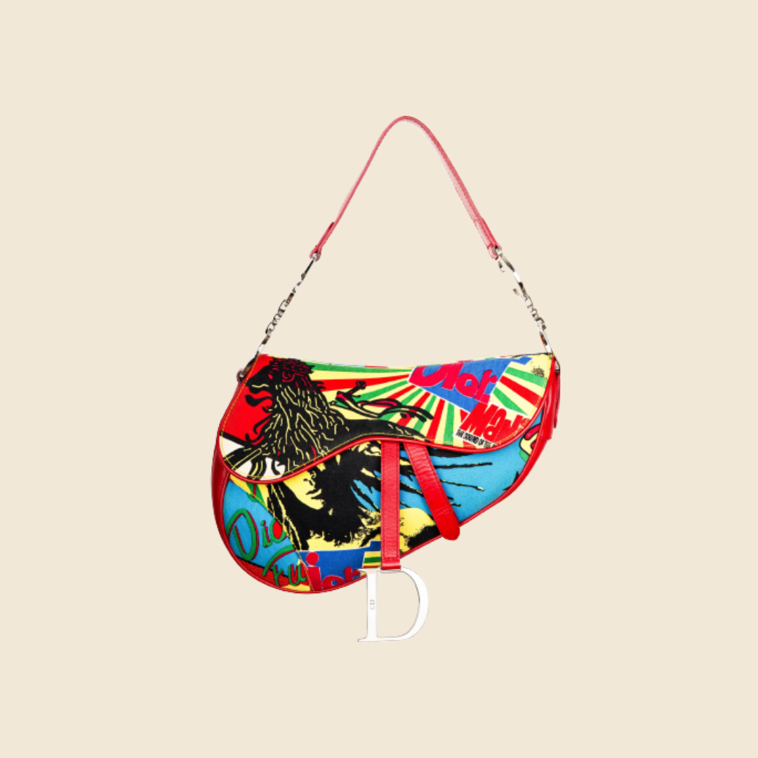 CHRISTIAN DIOR 2001 LIMITED EDITION RASTA MANIA SADDLE BAG
