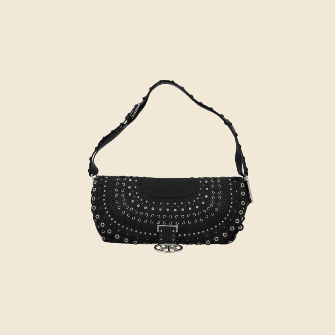 CHRISTIAN DIOR 2004 SWAROWSKI CRYSTAL STUDDED PEACE LOGO BAG