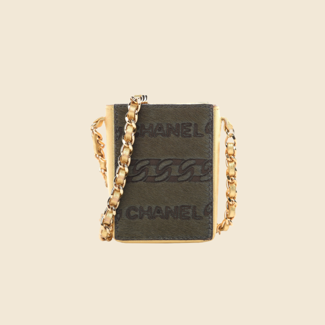 CHANEL 2001 CHAIN LINK GREEN & GOLD CROSSBODY PURSE