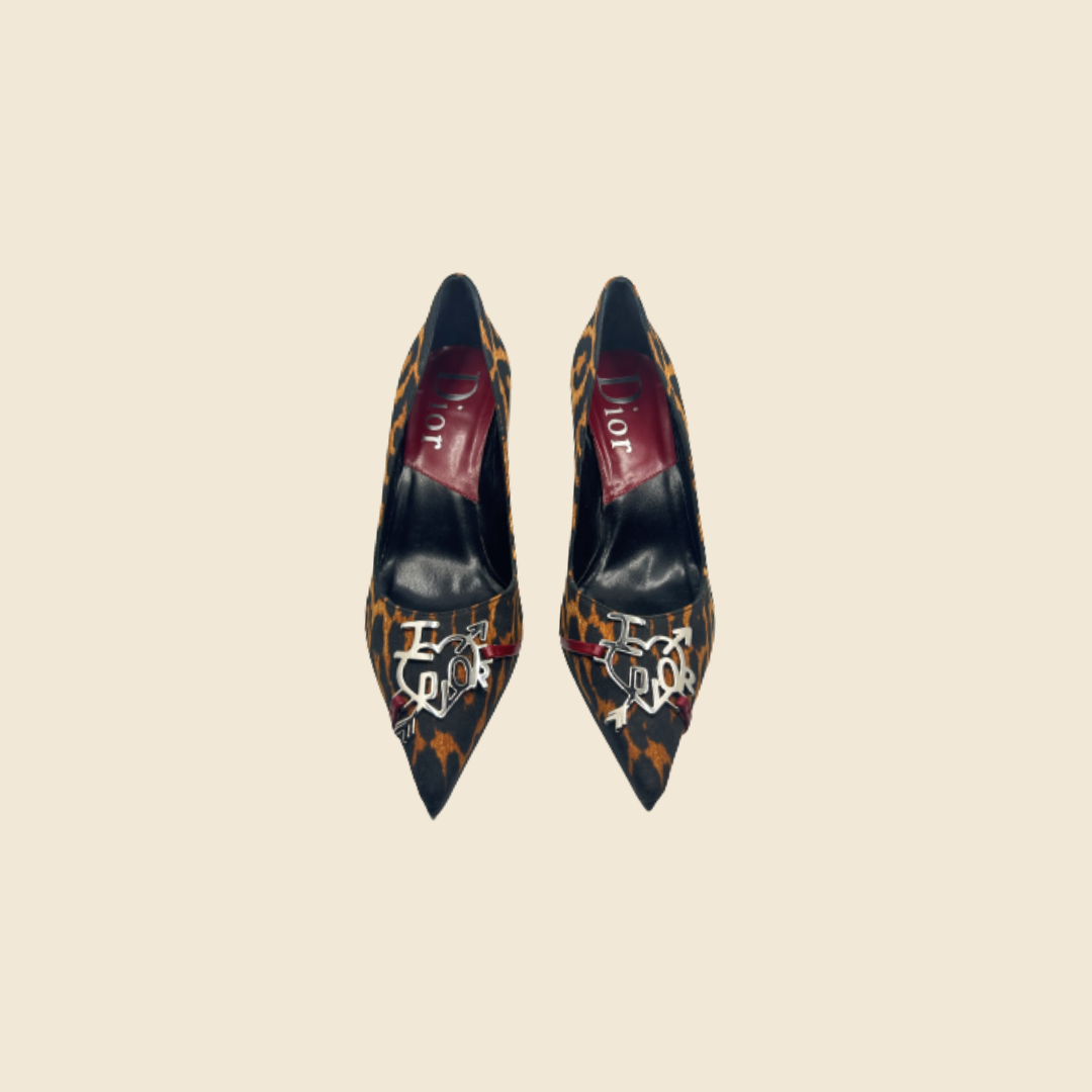 CHRISTIAN DIOR 2004 "I LOVE DIOR" LEOPARD PRINT KITTEN HEELS