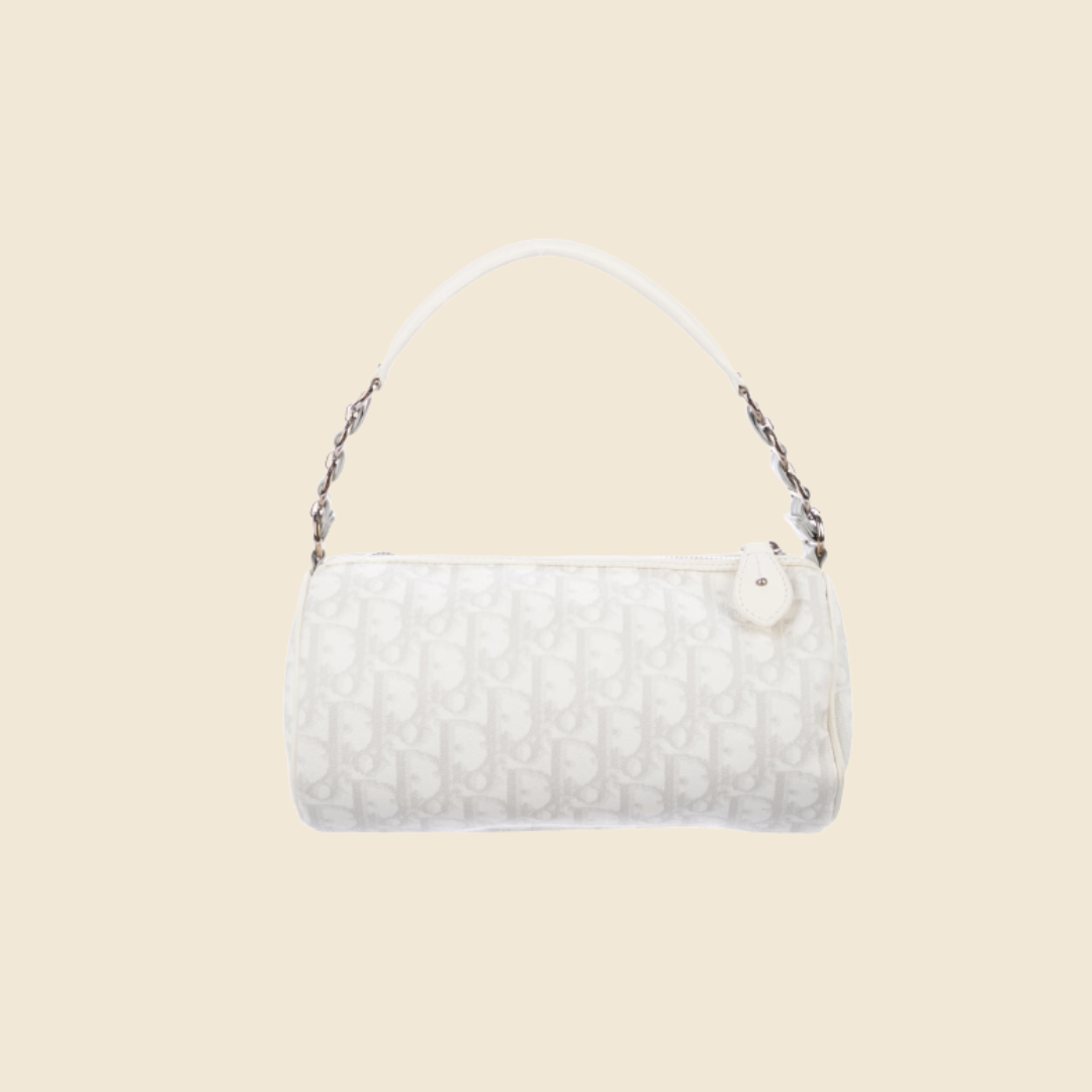 CHRISTIAN DIOR GREY ROMANTIQUE BARREL BAG
