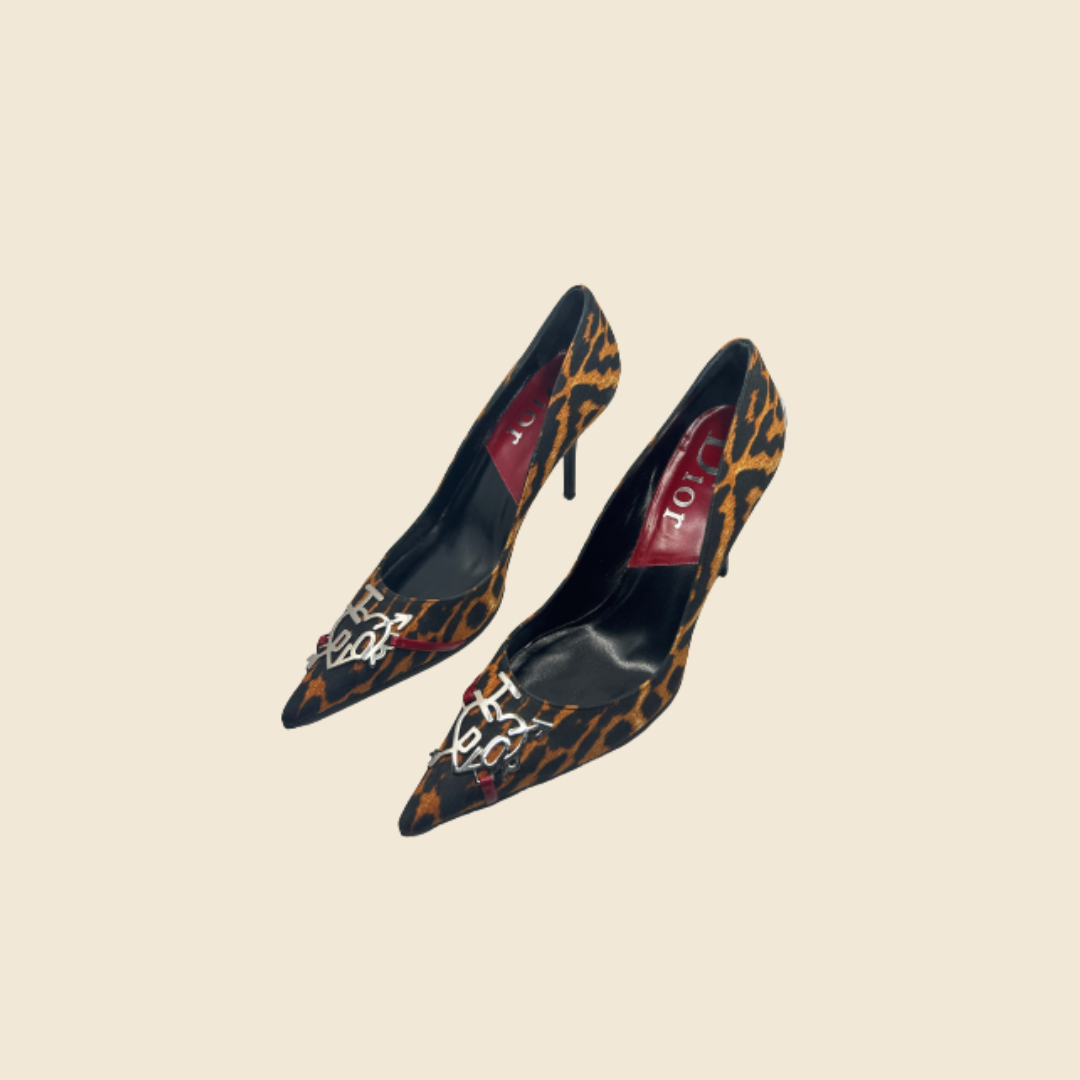 CHRISTIAN DIOR 2004 "I LOVE DIOR" LEOPARD PRINT KITTEN HEELS