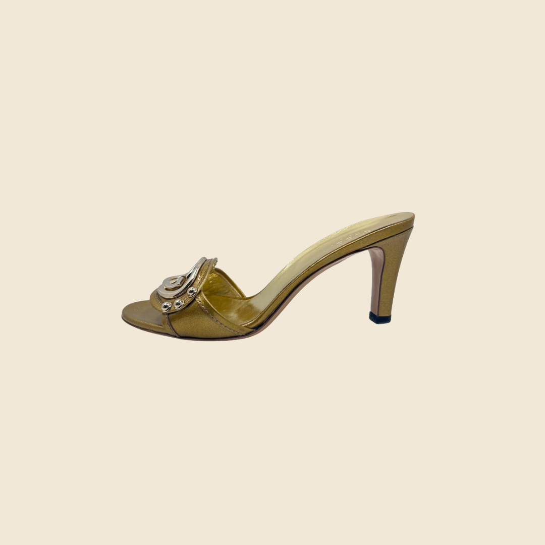 GUCCI GG GOLD GLITTER MULES