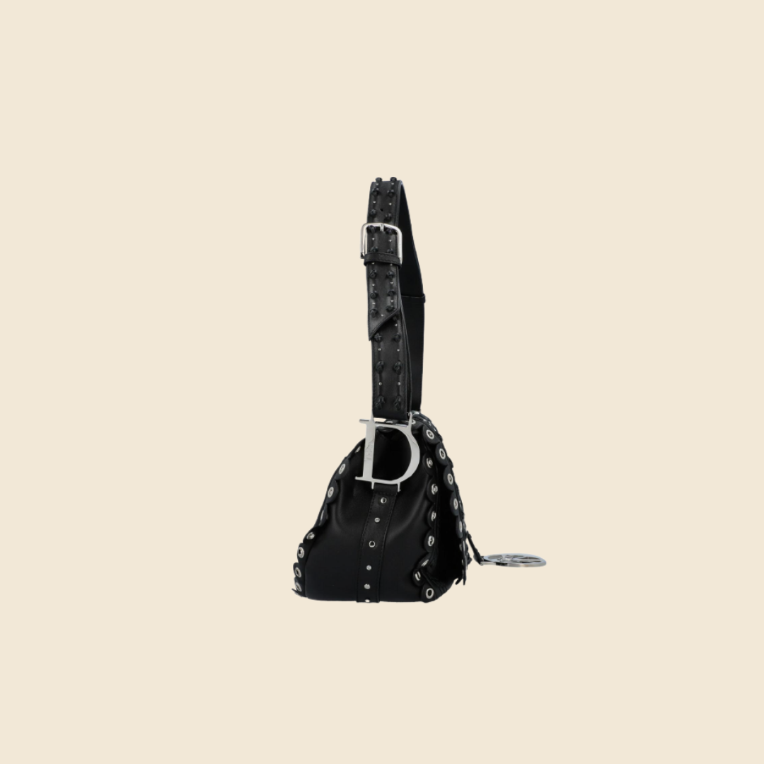 CHRISTIAN DIOR 2004 SWAROWSKI CRYSTAL STUDDED PEACE LOGO BAG