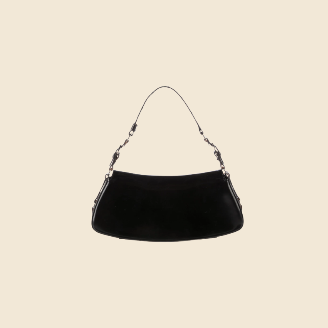 CHRISTIAN DIOR 2003 BLACK LEATHER BONDAGE BAG