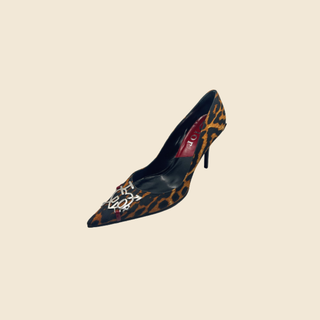 CHRISTIAN DIOR 2004 "I LOVE DIOR" LEOPARD PRINT KITTEN HEELS