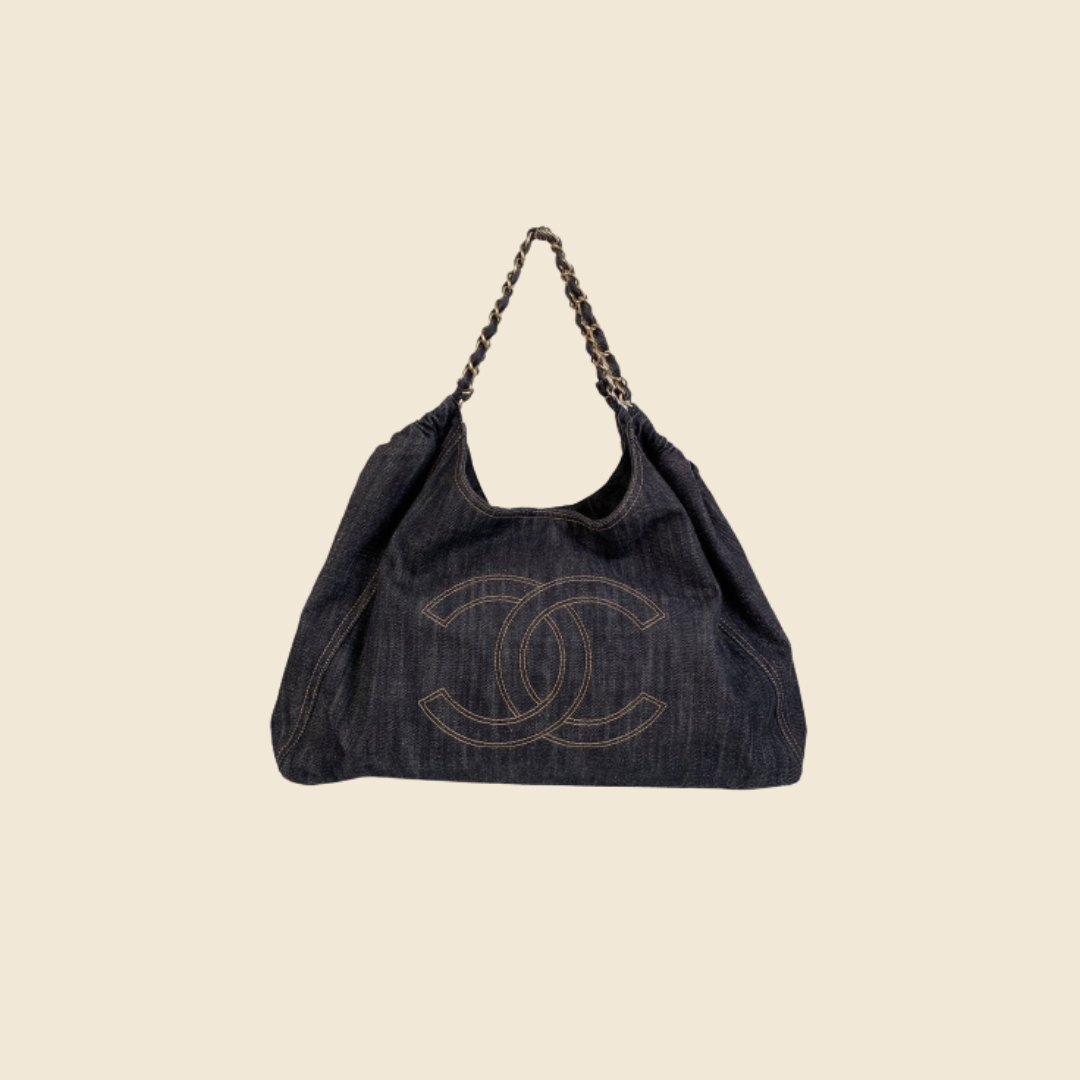 CHANEL BLUE DENIM XXXL COCO CABAS TOTE BAG