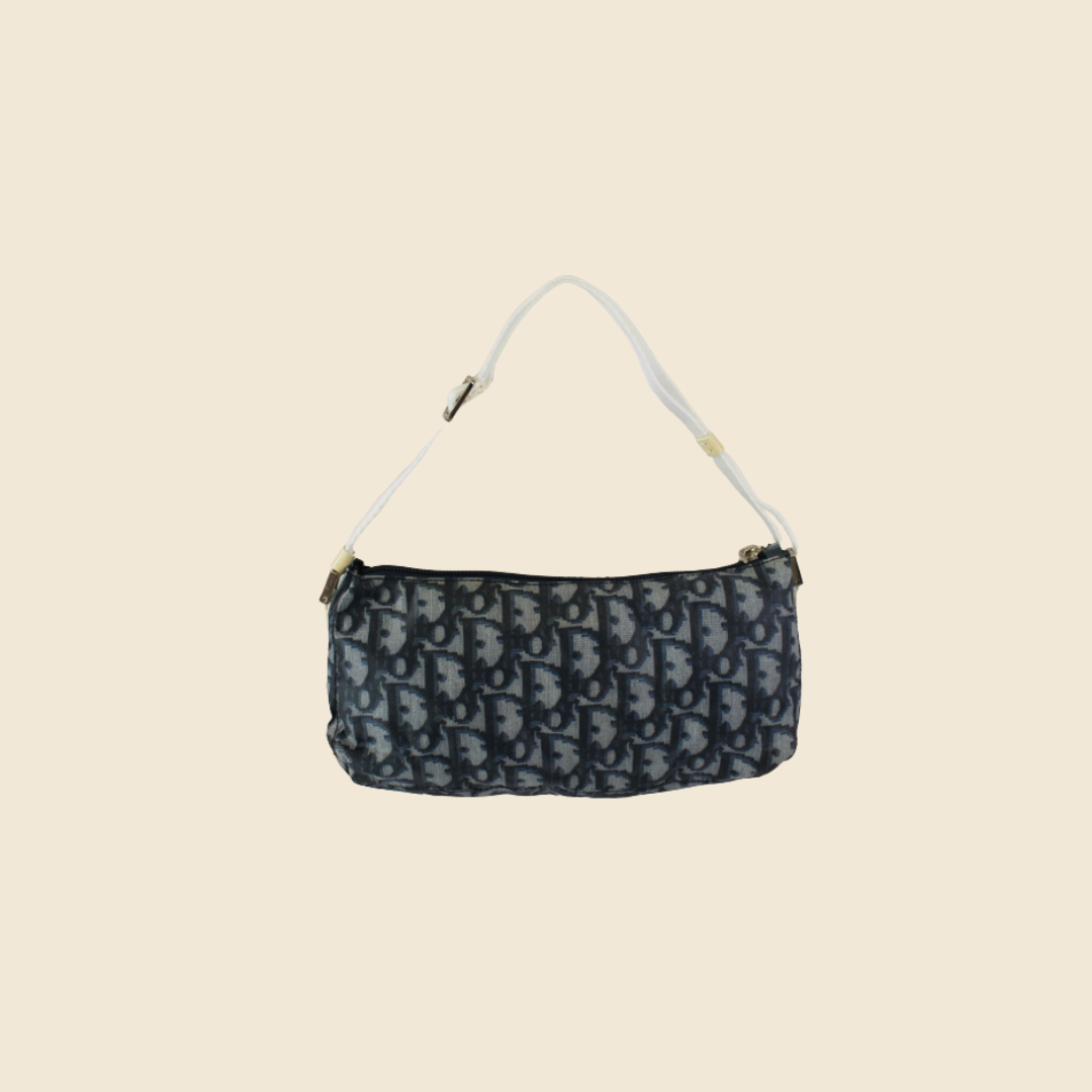 CHRISTIAN DIOR BLUE TROTTER NYLON MINI SHOULDER BAG