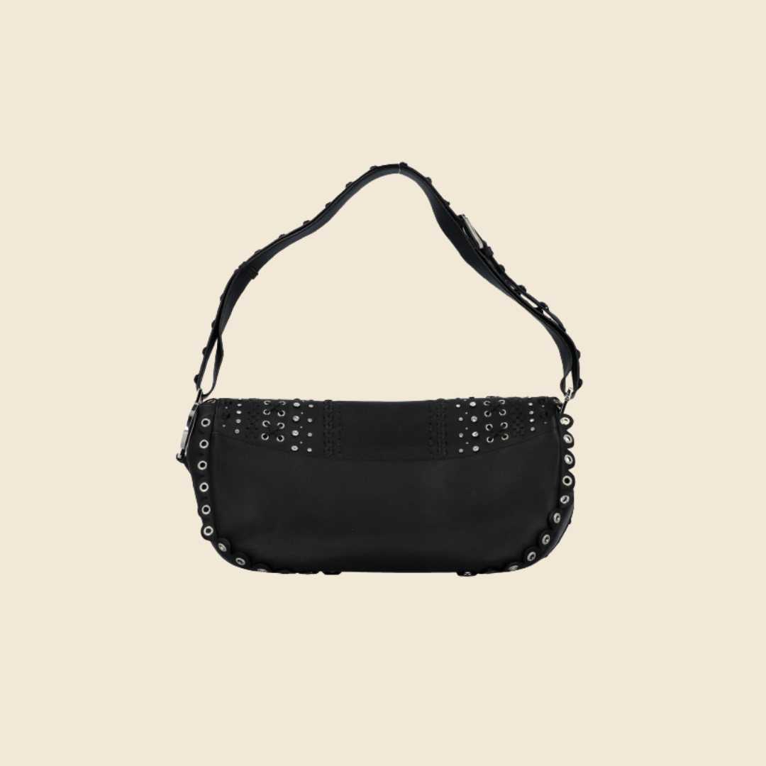 CHRISTIAN DIOR 2004 SWAROWSKI CRYSTAL STUDDED PEACE LOGO BAG