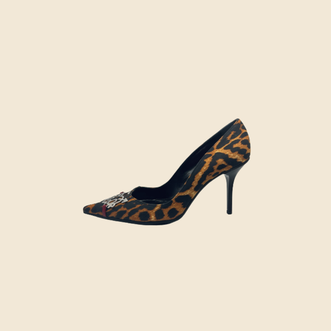 CHRISTIAN DIOR 2004 "I LOVE DIOR" LEOPARD PRINT KITTEN HEELS