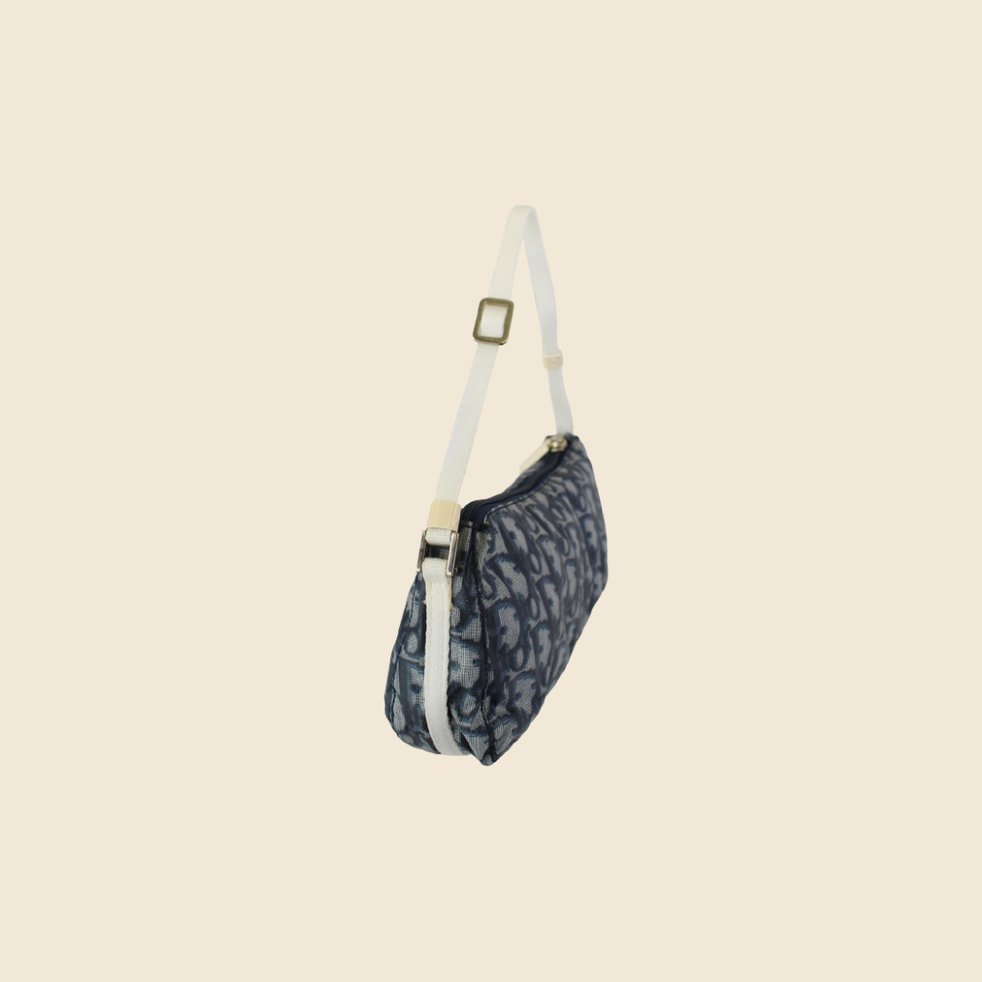 CHRISTIAN DIOR BLUE TROTTER NYLON MINI SHOULDER BAG