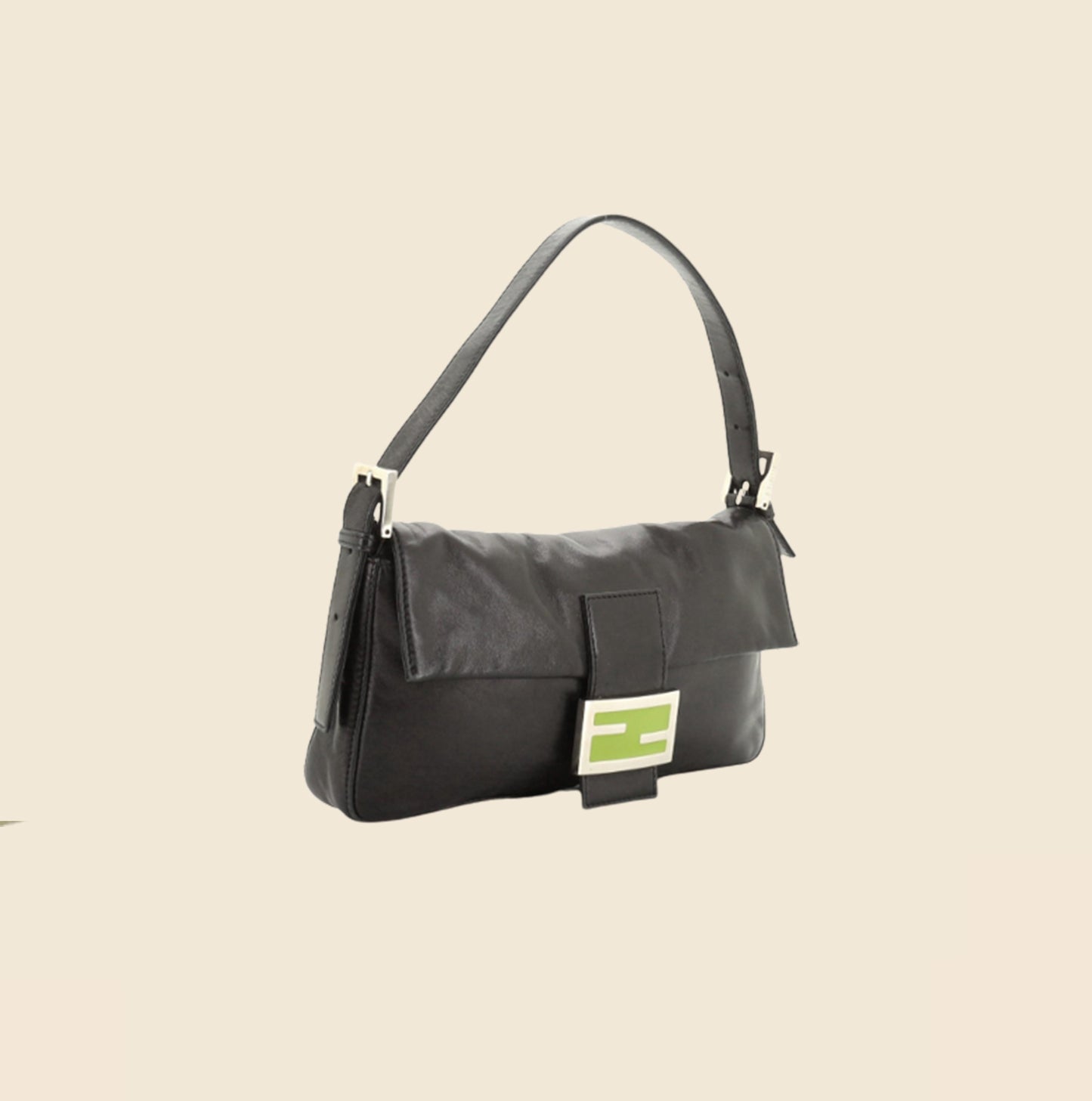 FENDI BLACK LEATHER BAGUETTE