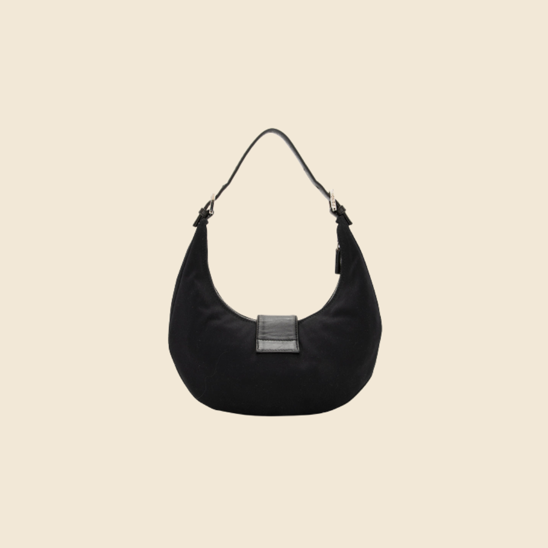 FENDI NEOPRENE BLACK HALF MOON BAG