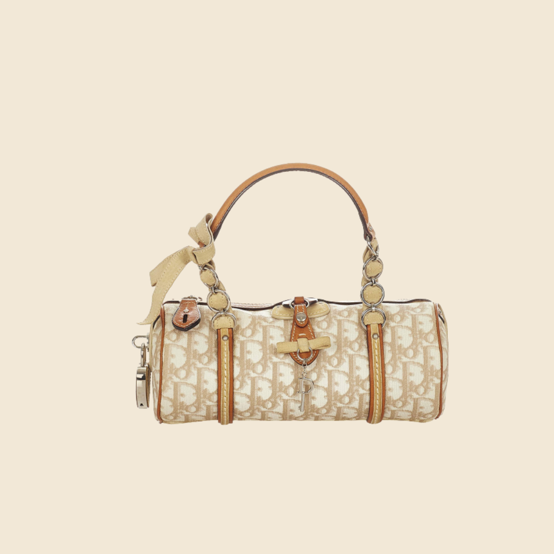 CHRISTIAN DIOR BEIGE ROMANTIQUE MINI BARREL BAG