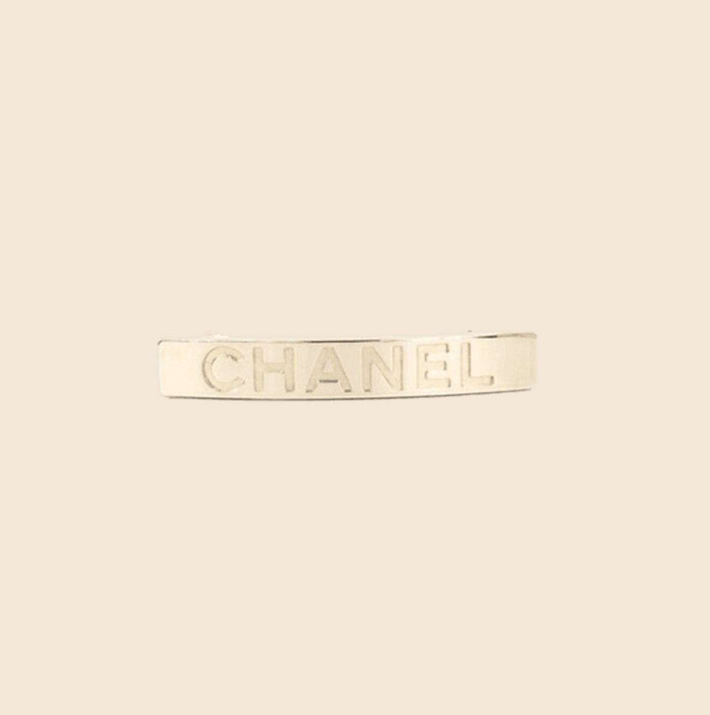 CHANEL SILVER METAL HAIR BARRETTE