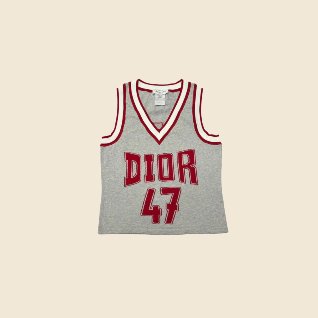 CHRISTIAN DIOR GREY 47 JERSEY TOP